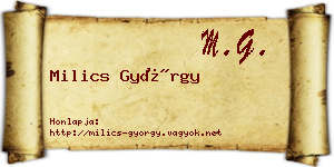 Milics György névjegykártya